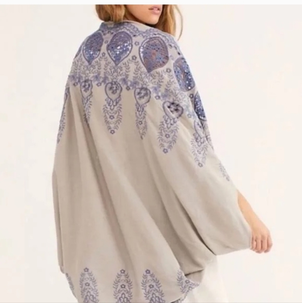 Free People Embroidered Kimono One Size